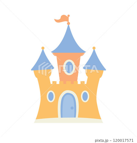 Castle Palace Kingdom Royal Fort Historic Heritage Building Architecture with Flag 120017571