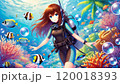 スキューバダイビングする美少女 120018393