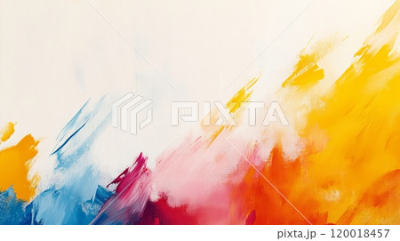 Brush Strokes on Canvas with Bright Colors 120018457