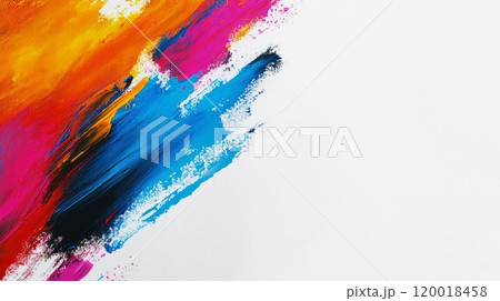Brush Strokes on Canvas with Bright Colors 120018458