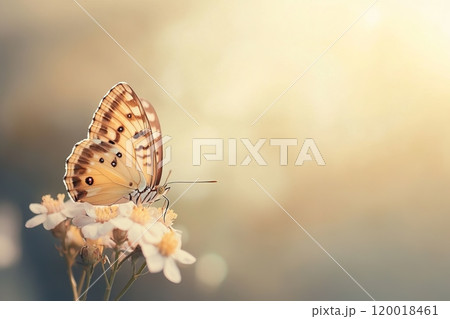 Butterfly on a Flower with Soft Background 120018461