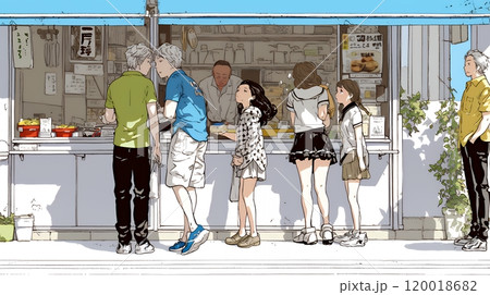 日本風ファストフード店：屋台、立ち食い屋、かくうち