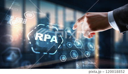 RPA Robotic Process Automation system. Artificial intelligence concept 120018852