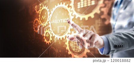 Data analyst concept. Working on business analytics dashboard Data analyst concept. Working on business analytics dashboard 120018882