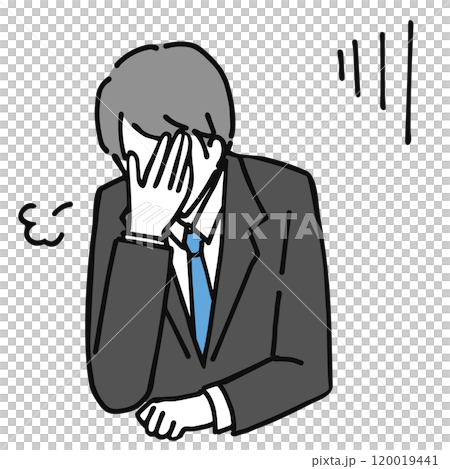 Line drawing illustration of a shocked businessman Line drawing illustration of a shocked businessman 120019441