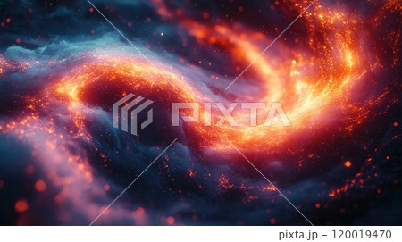 Abstract Cosmic Energy Flow: A Vibrant Nebula Background 120019470