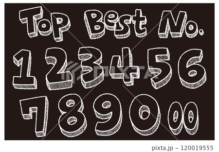 ランキングアイコンのイラスト（Best、Top、No.）のセット（手描き・チョーク風） 120019555