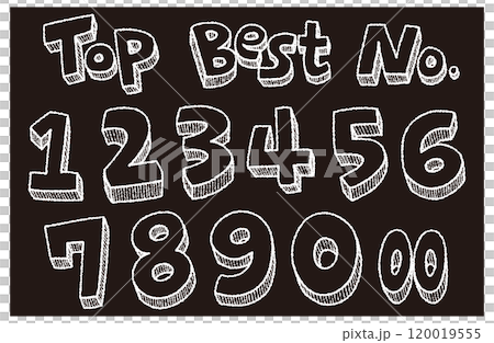 ランキングアイコンのイラスト（Best、Top、No.）のセット（手描き・チョーク風） 120019555