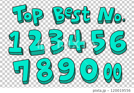 ランキングアイコンのイラスト（Best、Top、No.）のセット（手描き・3D） 120019556