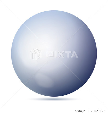 Glass violet ball or precious pearl. Glossy realistic ball, 3D sphere. Abstract vector illustration highlighted on a white background. Big metal bubble with shadow 120021126