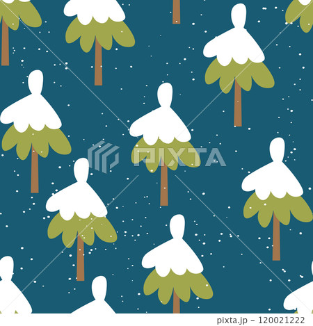 Winter seamless pattern with Christmas tree and snowflakes on color background. Vector illustration for fabric, textile wallpaper, posters, gift wrapping paper. Merry Christmas and New year Vector Winter seamless pattern with Christmas tree and snowflakes on color background. Vector illustration for fabric, textile wallpaper, posters, gift wrapping paper. Merry Christmas and New year Vector 120021222