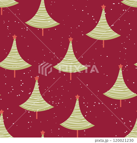 Winter seamless pattern with Christmas tree and snowflakes on color background. Vector illustration for fabric, textile wallpaper, posters, gift wrapping paper. Merry Christmas and New year Vector Winter seamless pattern with Christmas tree and snowflakes on color background. Vector illustration for fabric, textile wallpaper, posters, gift wrapping paper. Merry Christmas and New year Vector 120021230