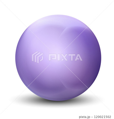 Glass purple ball or precious pearl. Glossy realistic ball, 3D abstract vector illustration highlighted on a white background. Big metal bubble with shadow Glass purple ball or precious pearl. Glossy realistic ball, 3D abstract vector illustration highlighted on a white background. Big metal bubble with shadow 120021502