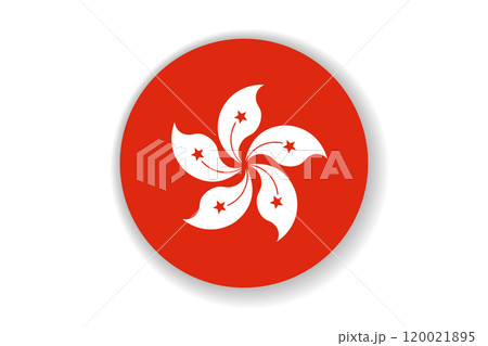 Flag of Hong Kong. National symbol in official colors. Template icon. Abstract vector background. Round glass light ball, 3D big bubble, sphere Flag of Hong Kong. National symbol in official colors. Template icon. Abstract vector background. Round glass light ball, 3D big bubble, sphere 120021895