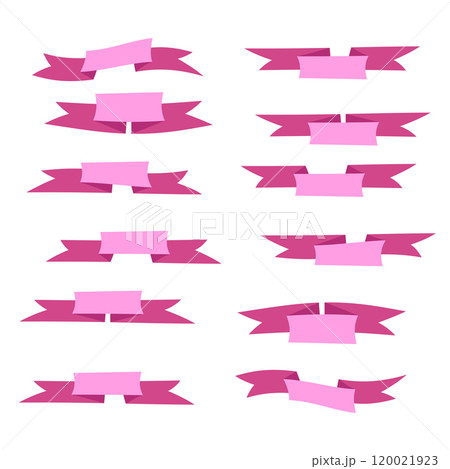 Set of purple flat ribbons isolated on white background. Ribbon banner vector illustration. Watercolor lace 120021923