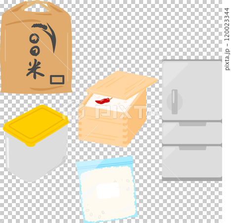 米袋と米櫃、保存袋、冷蔵庫 120023344