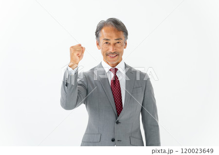 ビジネス　シニア男性　ガッツポーズ  120023649