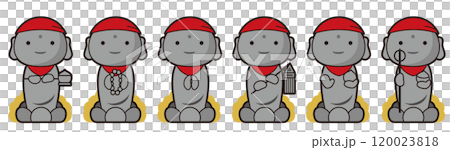 お地蔵さまのイラストセット　六地蔵 120023818