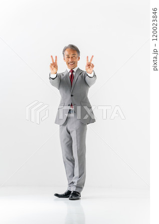 ビジネスマン　ポートレート　全身　ピース 120023846