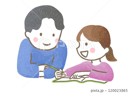 子どもの宿題をみる父親 子どもの宿題をみる父親 120023865