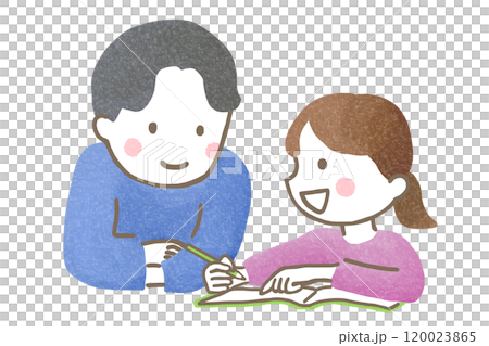 子どもの宿題をみる父親 子どもの宿題をみる父親 120023865