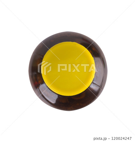 plastic bottle, top view isolated on white background brown 120024247