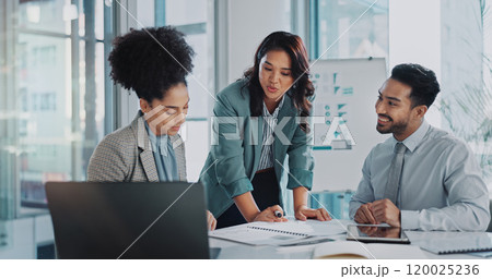 Business people, planning and teamwork with data analytics, documents and collaboration in meeting. Analyst, marketer or SEO expert talking of results, statistics and algorithm research in office Business people, planning and teamwork with data analytics, documents and collaboration in meeting. Analyst, marketer or SEO expert talking of results, statistics and algorithm research in office 120025236