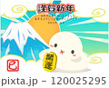 2025年 巳と小判　富士山と初日の出年賀状 120025295