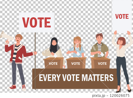 Young Diverse Group Voting. Every Vote Matters Concept Young Diverse Group Voting. Every Vote Matters Concept 120026075