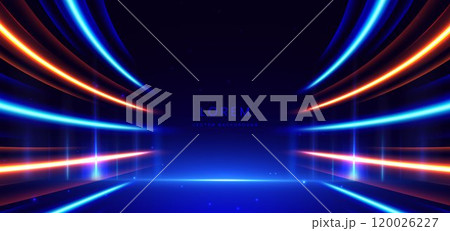 Futuristic glowing scene neon blue. Hi-speed motion moving concept on dark blue background. Futuristic glowing scene neon blue. Hi-speed motion moving concept on dark blue background. 120026227