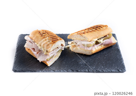 Traditional Cuban sandwich isolated on white background 120026246