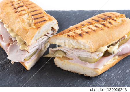 Traditional Cuban sandwich isolated on white background 120026248