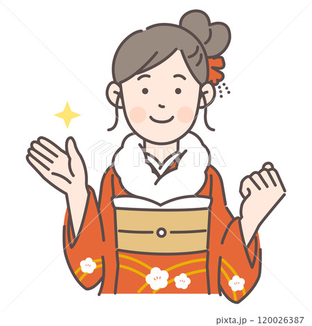 案内する振袖の女性 案内する振袖の女性 120026387