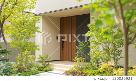 モダンな家と植栽のイメージ 120026921