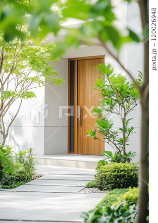 モダンな家と植栽のイメージ モダンな家と植栽のイメージ 120026948