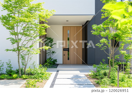 モダンな家と植栽のイメージ モダンな家と植栽のイメージ 120026951