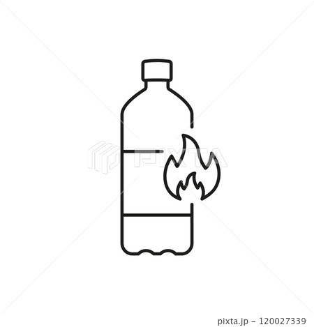 Energy Boost Concept with Bottle and Flame Line Icon, Energizing Beverage. Isolated Vector Illustration 120027339
