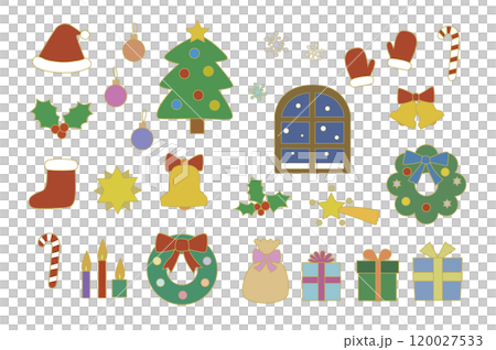 くすみカラーのクリスマスのイラストセット 120027533