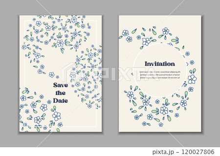 Two greeting cards templates set with floral paisley motifs 120027806