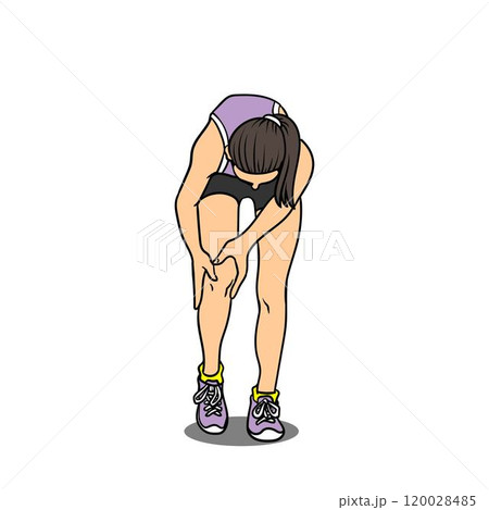 Women exercising and having knee pain vector Women exercising and having knee pain vector 120028485