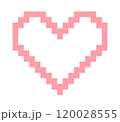 Pixel heart outline empty inside vector 120028555