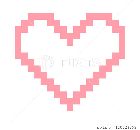Pixel heart outline empty inside vector 120028555