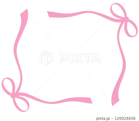 Cute pink bow or ribbon frame for Valentine's Day, wedding card, decoration, background, backdrop, wallpaper, template, polaroid frame, breast cancer, campaign banner, social media, post card, print 120028836