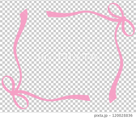 Cute pink bow or ribbon frame for Valentine's Day, wedding card, decoration, background, backdrop, wallpaper, template, polaroid frame, breast cancer, campaign banner, social media, post card, print 120028836