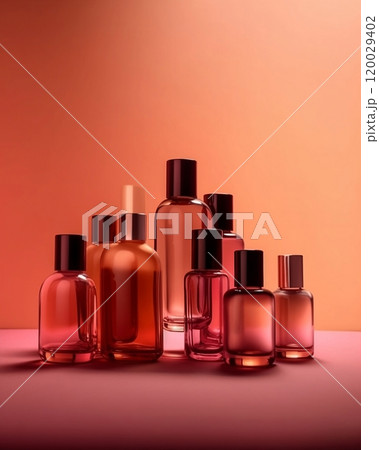 Fragrance display with fresh and stylish background scene, Perfume Product presentation. 120029402