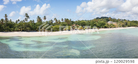 Drone shot of amazing tropical panorama of Rincon beach 120029598