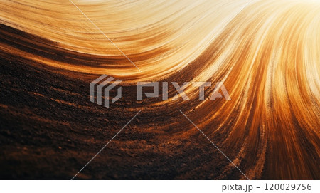 Rolling hills of tuscany creating stunning abstract patterns at sunset 120029756