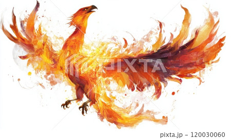 Majestic phoenix rising from flames, embracing rebirth and renewal Majestic phoenix rising from flames, embracing rebirth and renewal 120030060