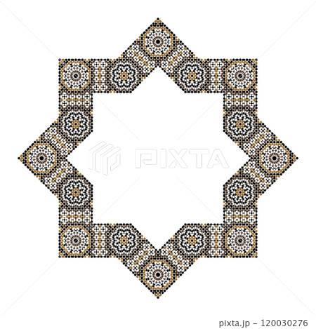 Decorative octagonal star with an ornament in Arabic style 120030276