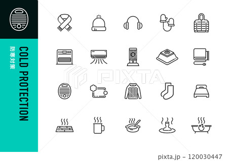 防寒対策のシンプルなラインアイコン 120030447